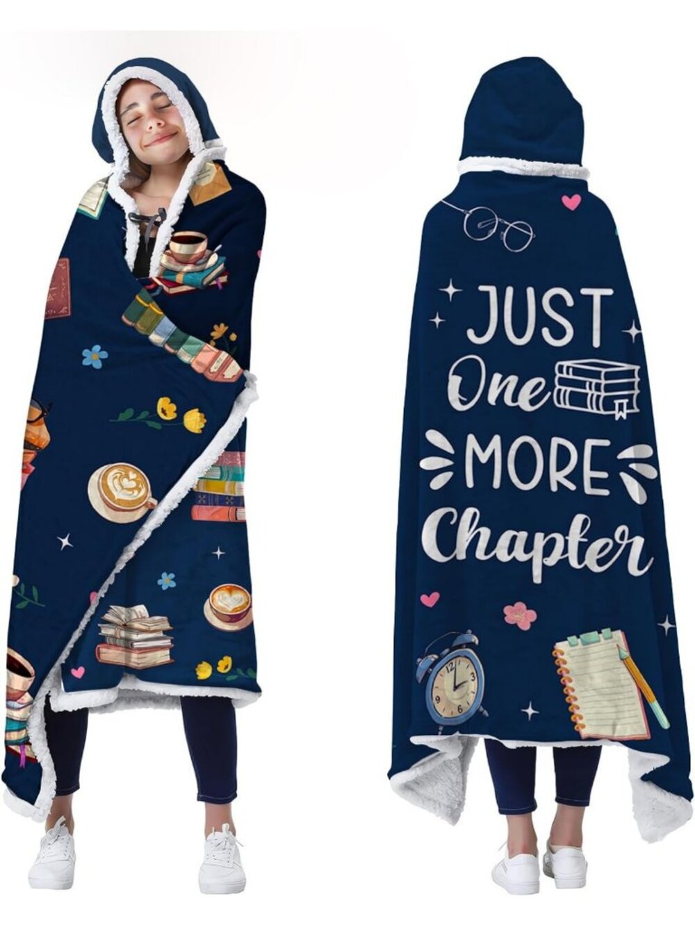 Cozy Wearable Blanket Hoodie for Book Lovers | Soft Reading Blanket 47x71 In